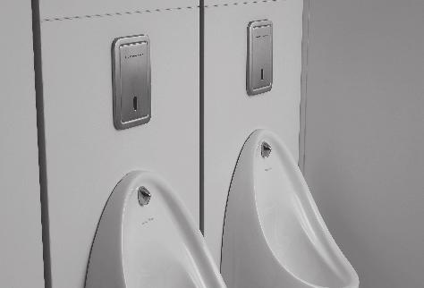 consumption by up to 80%. The PIR sensor detects movement and activates the solenoid valve, allowing water into a urinal cistern.