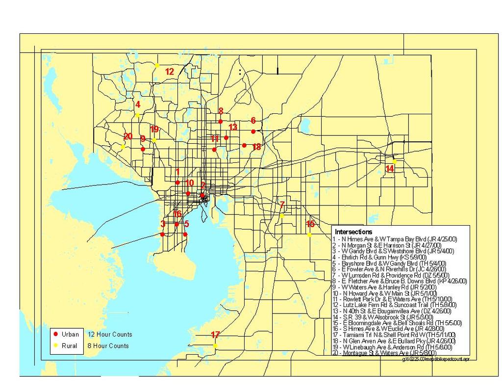 COUNT LOCATION MAP Of the twenty count locations, 14 were chosen by the MPO s /Pedestrian Advisory Committee in 2.