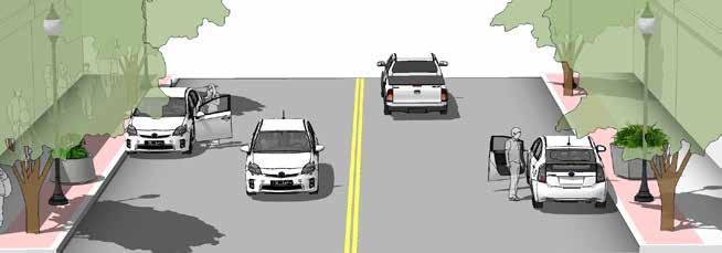 Eliminating or reducing on-street parking also improves sight distance for bicyclists in bike lanes and for motorists on approaching side streets and driveways.