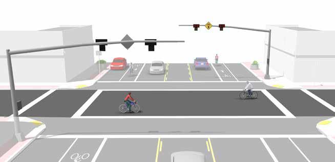Hybrid Beacon for Bicycle Route Crossing A hybrid beacon, previously known as a High-intensity Activated Crosswalk (HAWK), consists of a signalhead with two red lenses over a single yellow lens on