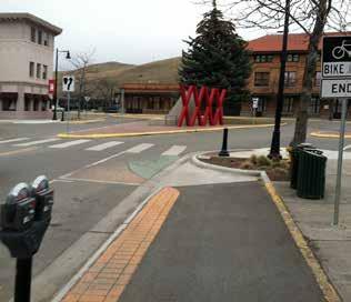 A bend in intersection in Missoula, Montana A bend in intersection in Vancouver, British Columbia Further Considerations The design creates an opportunity for a curb extension, to reduce pedestrian