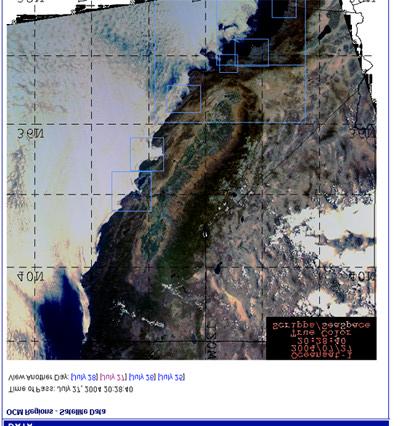 Figure 11. An example of the interface to ocean color data provided by OCEANSAT-1. Satellite data can be viewed in varying degrees of resolution depending on the area of interest.