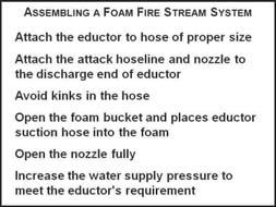 Check the eductor and nozzle to make sure that they are compatible 3. Ensure the foam concentration matches the eductor percentage rating 4.