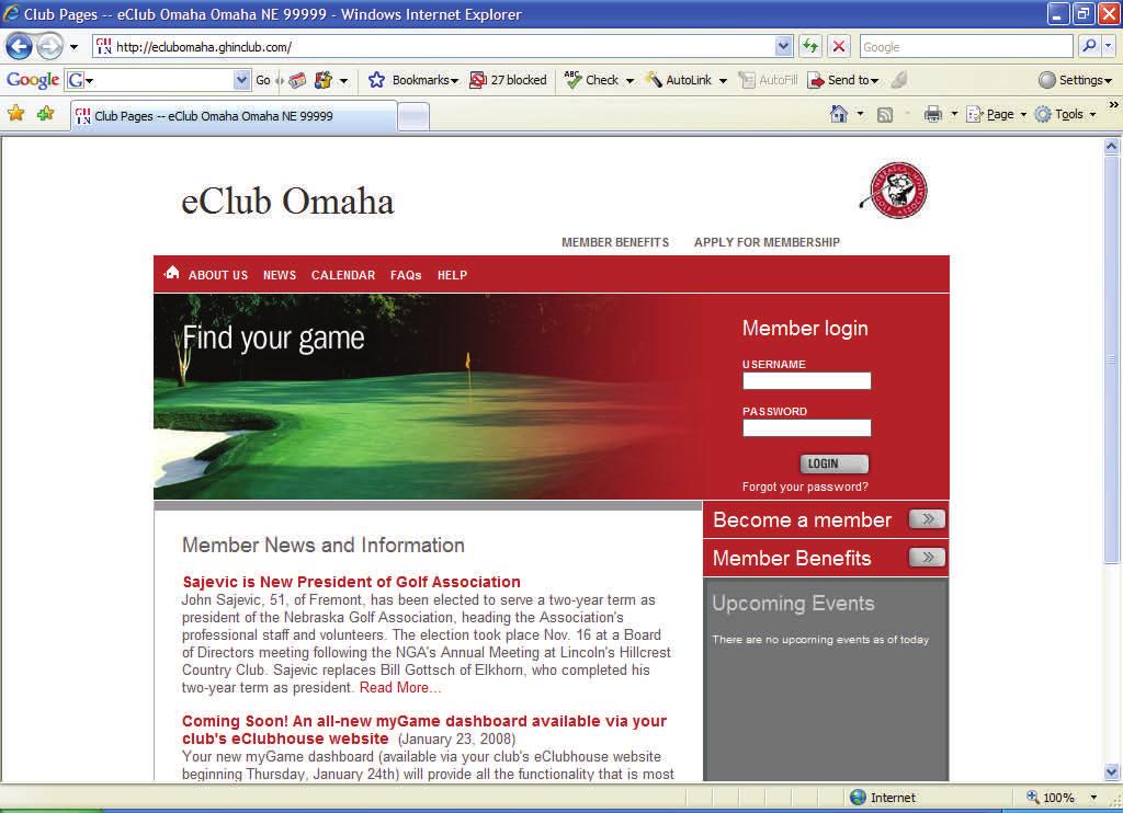 Communication The key of the micro site is its ability to communicate information regarding the club.