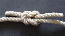 A square knot is used for sail lashings, such as the sail ties