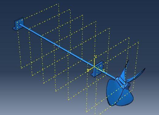 CAD Model Shaft length= 1300mm, Dia = 15mm Int. Support location = 1000mm from fixed end Disp.