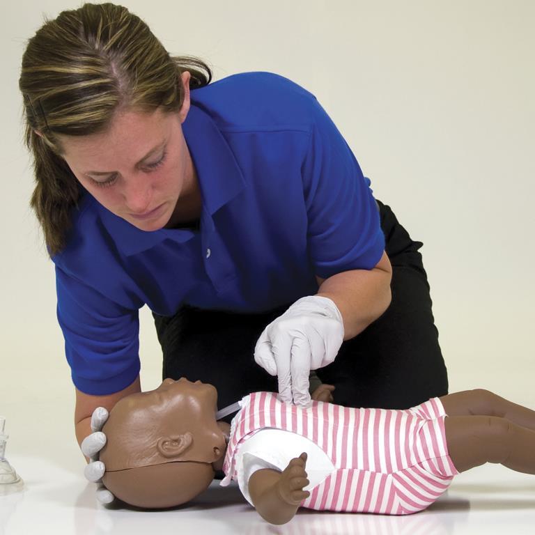 Unresponsive and Not Breathing CPR Skill Steps - Infant Give 30 Chest Compressions Place two fingertips on the breastbone just below the nipple line.