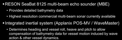 Multibeam Sonar Components RESON SeaBat 8125 multi-beam echo sounder (MBE) Provides detailed