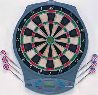 to 8 players 25 games with 176 variations LCD automatic scoring display Includes 6 soft tip darts Requires 3 AA batteries