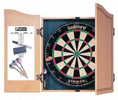 STRIKER HOME DARTS CENTRE Wooden cabinet with shaped doors Wipe-clean whiteboards on door inners
