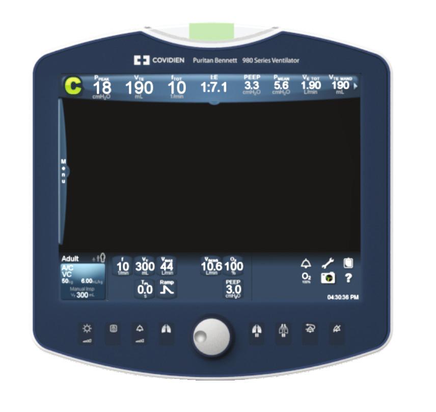 TOUCH SCREEN QUICK REFERENCE GUIDE Puritan Bennett 980 Ventilator Finding your way around and how to use the touch screen ICONS Home Touch this icon to close all open dialogs on the touch screen and