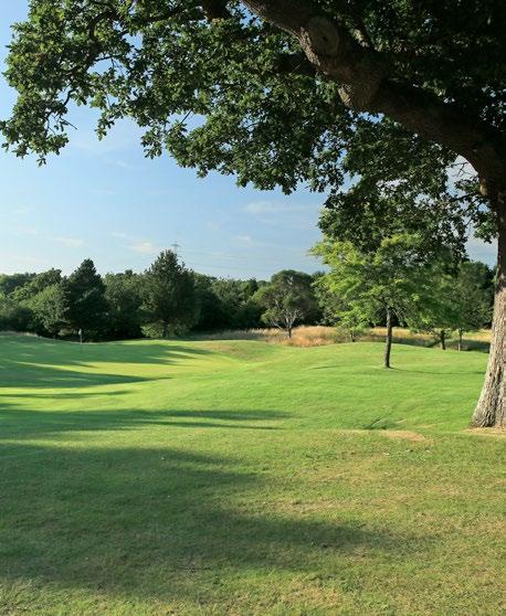 The tee shot must avoid the large oak guarding the rightside of the fairway, the shot to the green plays slightly shorter than the yardage to the two-tier green across the lake fronting the