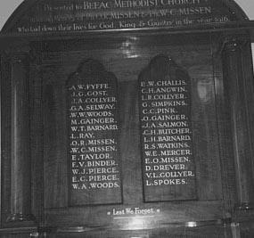 J. A. Salmon is remembered on the Beeac Methodist Church Honour Roll,