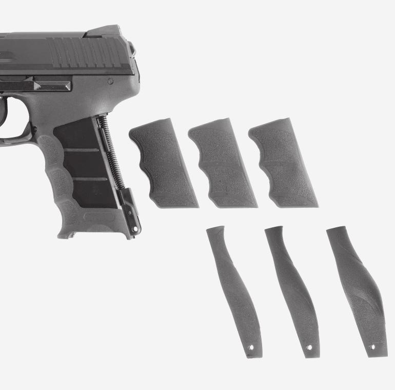 Interchangeable Side Panels and Backstraps - P30 Pistol Only Three easily exchangeable back strap inserts/ grip shells of different