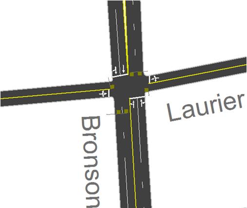 The northbound approach consists of a single through lane and a shared through/rightturn lane. The southbound approach consists of two through lanes and a left-turn lane.