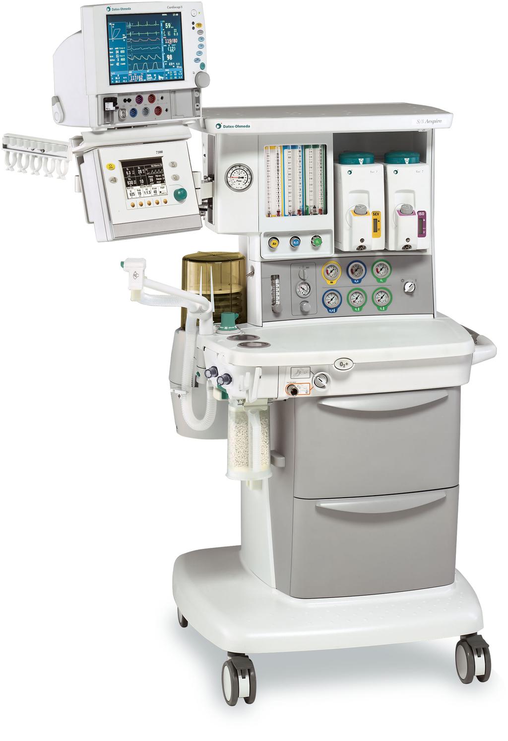 GE Healthcare Aespire 7100 Essential performance Compact design Features Enhanced monitor integration capabilities with our Datex-Ohmeda Anesthesia Monitor and Compact Anesthesia monitor Lightweight