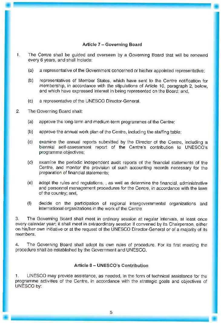 Annex3 Article 7 of agreement between UNESCO and Ministry of Science, Research