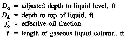 Determine Gaseous Liquid Column Gradient Below Liquid Level Adjusted Liquid Level If Liquid Rate