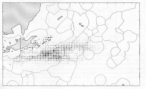 Figure 6: Purse Seine effort in 1999 determined from logsheet data.