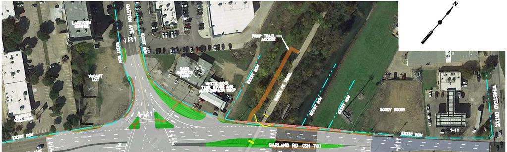 Option 1: 4-Leg, Modified T 4 th -leg driveway Driveways at/in intersection Doesn t favor Gaston/Garland traffic