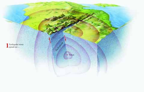 Seismic waves When an earthquake happens deep underground a crack will start to open on a pre-existing line of weakness in the Earth s brittle crust.