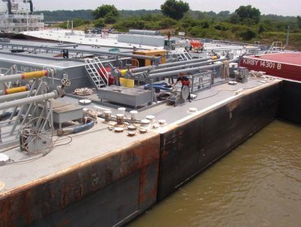 Equipment on tank barges varies; however, all barges have a piping system which allows the cargo to be transferred in and out of