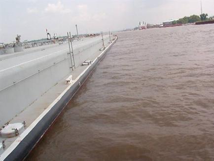 Loaded Barge Freeboard is only about 12 inches to the first deck on a normal, loaded barge.