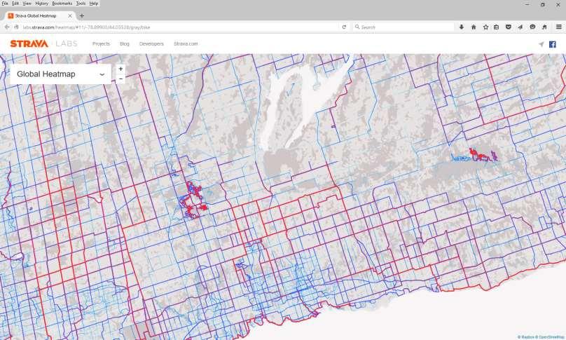 Strava Heat Map Created by 6M Runners & Cyclists world wide Google