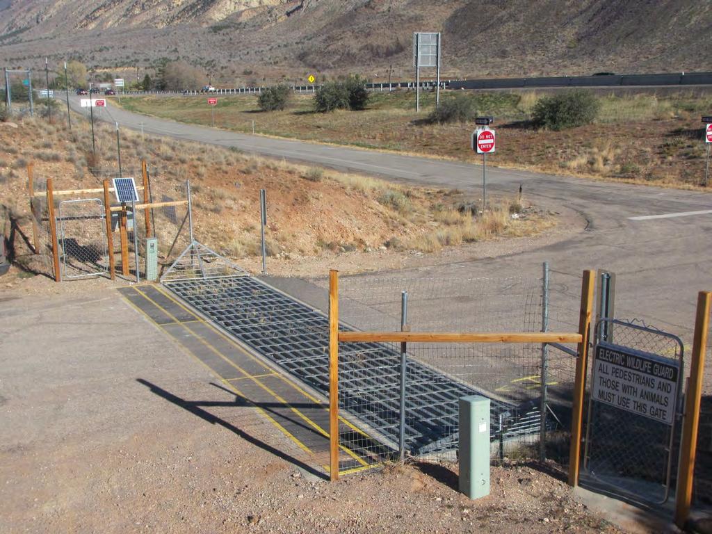 Figure 13. Cattle guard (2.1-m 11-m) augmented with electrified pavement (0.