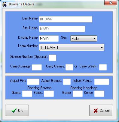 Adding NEW Bowlers to a Team This example assumes that the bowler has never joined a league in the center before. To add a new bowler to a team, simply follow these easy steps: 1.