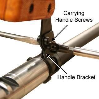 Using a large slotted screwdriver bit and a flathead screwdriver, secure the carrying handle with carrying