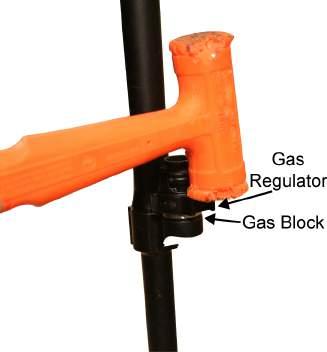 the gas regulator onto the gas block. Be sure to align the gas regulator with the gas port hole in the barrel. Refer to Figure 16.
