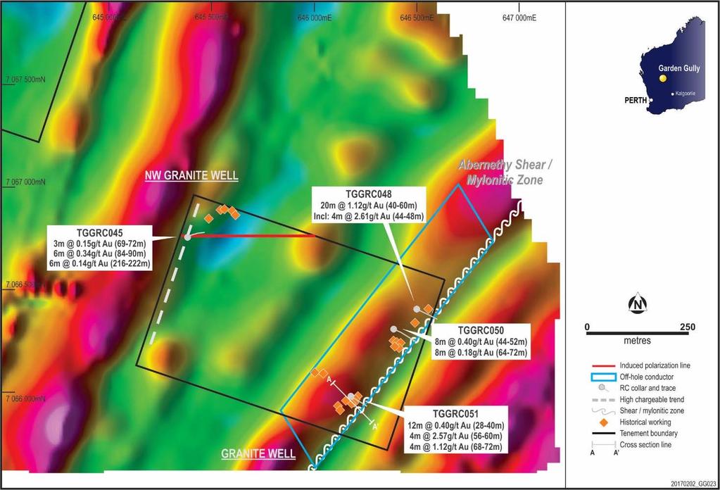 Granite Well: another off-hole conductor ASX 13 February 2017 NW Granite Well along strike from Westgold s Sabbath East deposit Significance of change in geological terrains Shear