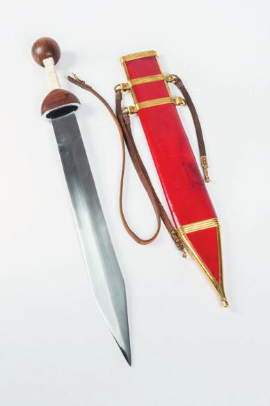 INFORMATION SWORD HANDLE UNDER ADULT SUPERVISION ONLY! This is a sword or gladius, the most important weapon of the Roman soldier, and its case or scabbard.