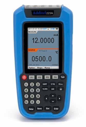 Additel 223A Documenting Process Calibrator Sourcing, simulating and measuring pressure, temperature and electrical signals Smartphone-like menu and interface make the operation simple HART