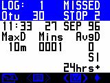 If a decompression stop is missed or violated during a dive, the MISSED STOPS warning is displayed in the top right corner of the screen.