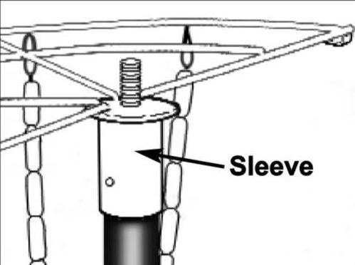 Assembly Instructions Step 6 Assembling the chain supports: Insert the narrow end of the chain support pole (#3) into the basket pole by aligning the pushbutton with the basket pole hole.
