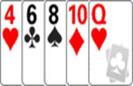 Ranking between straights is determined by the value of the high end of the straight. Four of a Kind: All four cards of the same index (J,J,J,J).