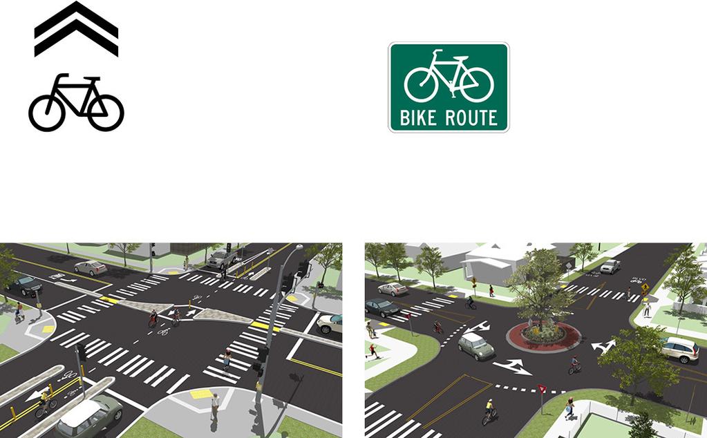 Bicycle Boulevard Bicycle boulevards are low-volume, low-speed streets modified to enhance bicyclist comfort by using treatments such as signage, pavement markings, traffic calming and/ or traffic