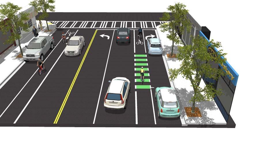 Colored Bike Lanes in Conflict Areas The Federal Highway Administrative (FHWA) has granted the State of California approval for optional use of green colored pavement in marked bicycle lanes and in