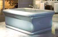 Roman F 70 x 44 x 25 Seamless bathtub reminiscent of 19 th century enameled fireclay style Ingeniously integrated armrests for added stability Ample