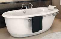 feature: available with air and whirlpool massage systems White or biscuit cushion with a chrome-plated support and chrome-plated towel bar included