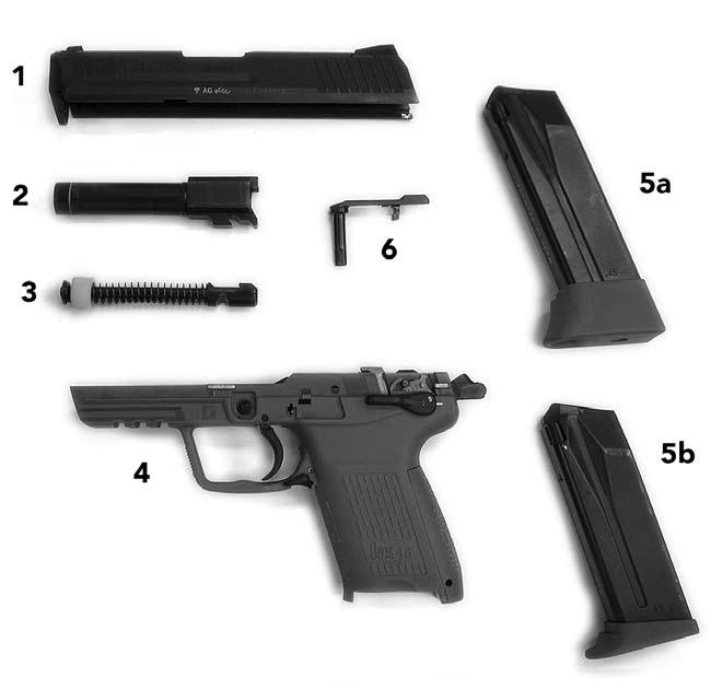 5a Magazine (10 round) 5b Magazine (8 round) 6 Slide Release Assembly of the Pistol I.