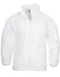 polyester fabric Double needle stitching Two side seam pockets Sizes: Junior 6-14 Adults S - XL Light shower proof jacket with raglan sleeve and contrast stitching Outer 100% polyester / Inner 100%