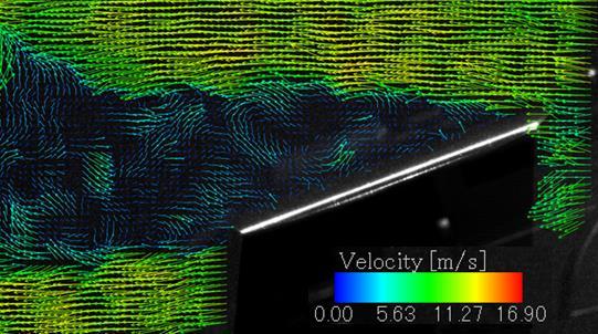 This instantaneous velocity field can be obtained as a result of high acquisition rate more than 98% of velocity vectors.
