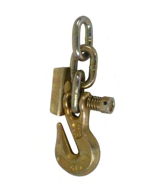 PCA-1282 GRAB HOOK 7 MM (5/16'') WITH LATCH AND 3 CHAIN LINKS Its unique latch prevents the chain from slipping out of the hook when tension is not applied on the rope.