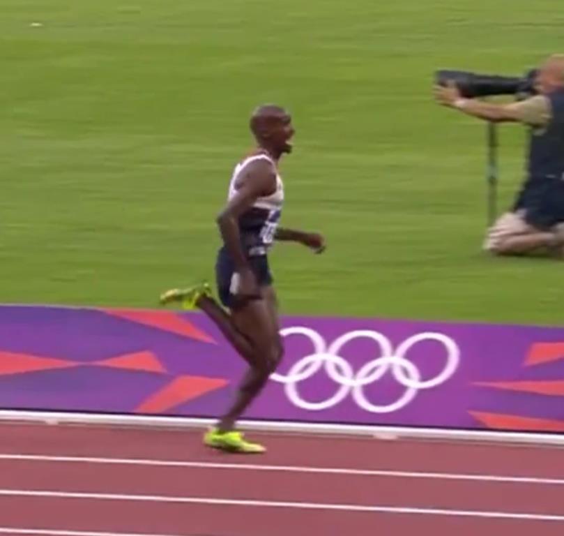 Mo Farah London Olympics 2012 5000 m Final Drive and Swing As the swinging leg moves forward and