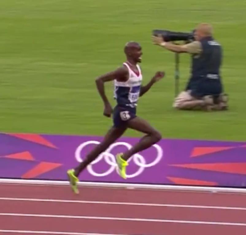 Mo Farah London Olympics 2012 5000 m Final Drive and Swing The lower leg of the swinging leg should be relaxed all the time,