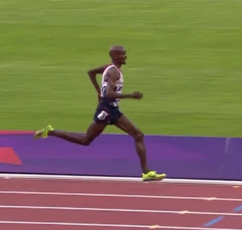Mo Farah London Olympics 2012 5000 m Final Arm Movement Arms keep close to the body.