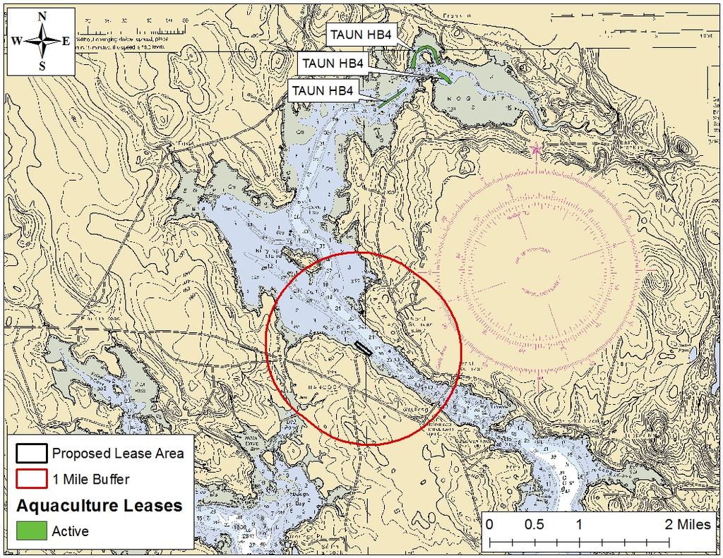 Figure 3: Active aquaculture leases and licenses nearby proposed lease site (5) Existing System Support On October 02, 2017, a handheld digital video camera contained within an underwater housing was